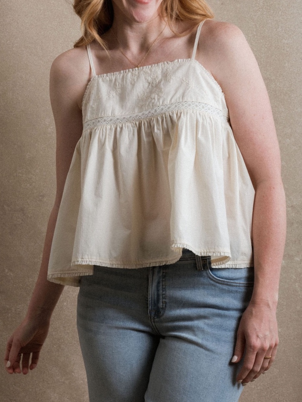 Neuflora Laurel Babydoll Top Cream Sz Small